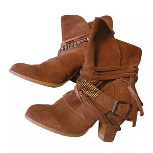 Naughty Monkey Leather Booties, Size 7.5, Fringe, Boho